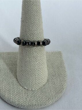 Minimalist Sterling Silver Bead Stretch Ring -
